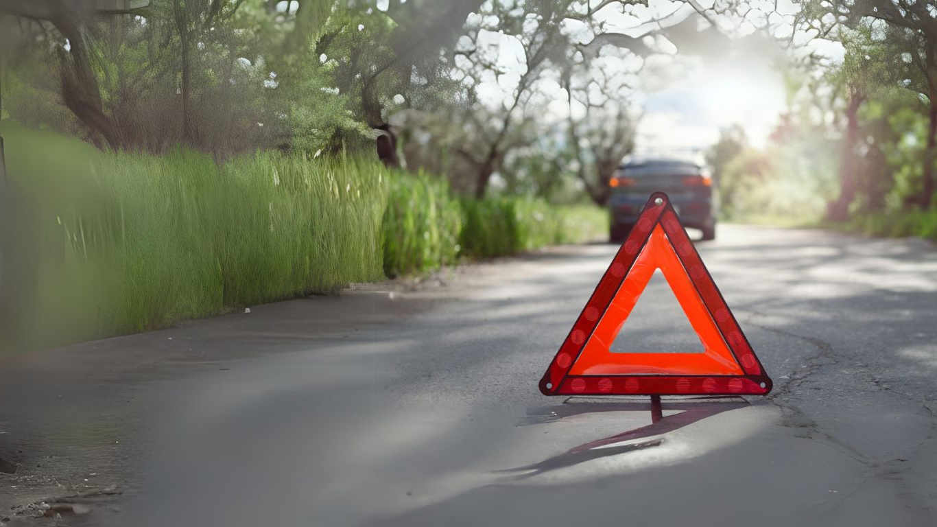 breakdown cone, rural road