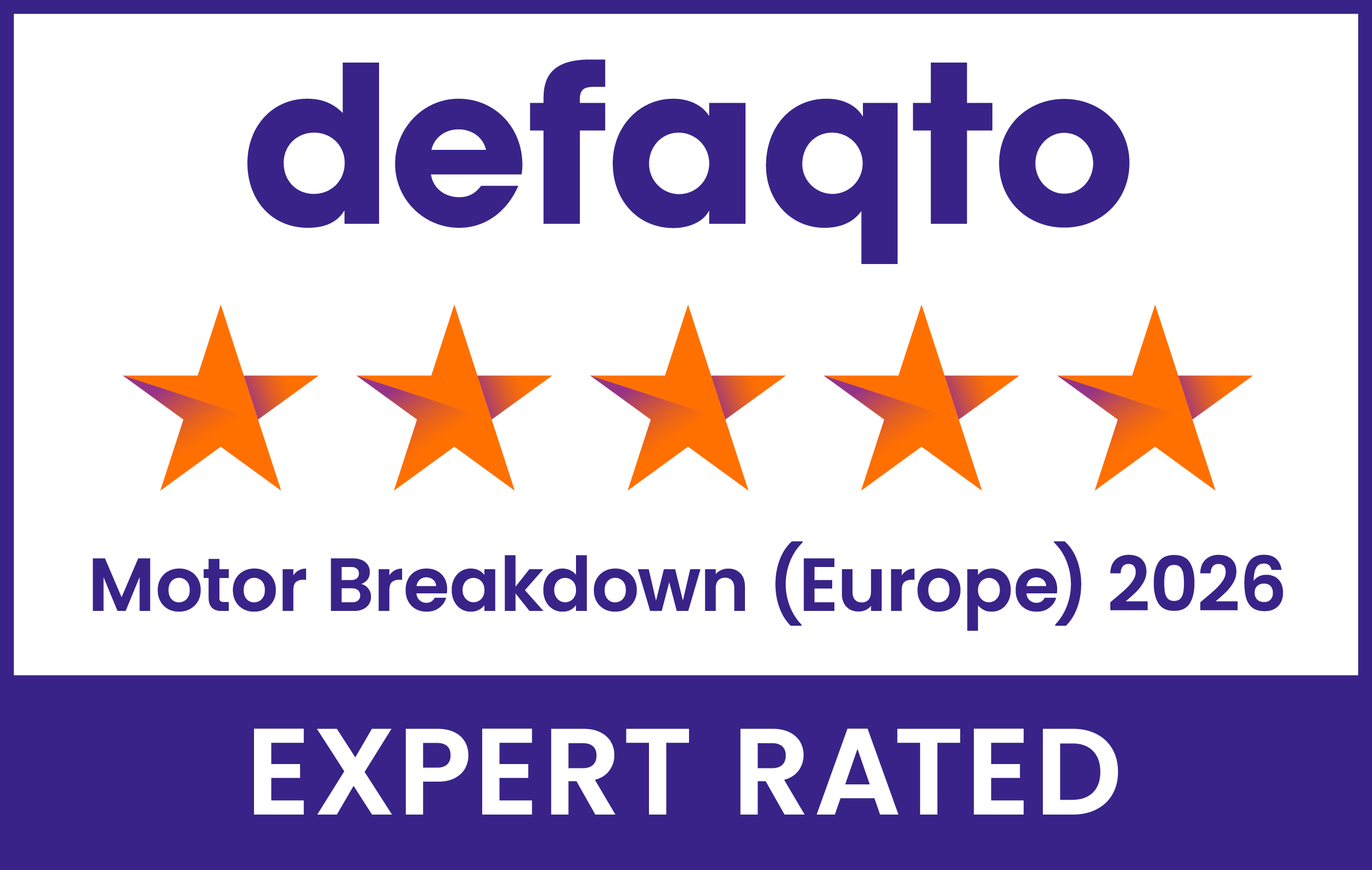 defaqto 5 star Expert Rated for Motor Breakdown (Europe) logo